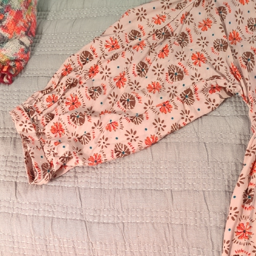 Umgee Pink and Orange Pleated Ruffled Sundress - Picture 3 of 5